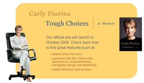 A screengrab of Carly from her web site