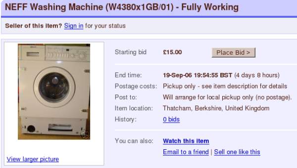 For sale: one washing machine