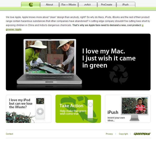 Greenpeace's anti-Apple campaign site