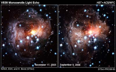 Light echoes captured by Hubble