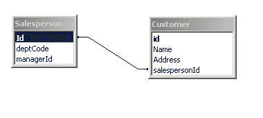 Figure 1: Diagram showing the Entity-Relationship Model for customer and salesperson.