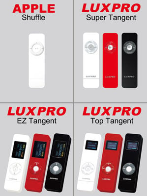 apple ipod shuffle vs luxpro's tangent