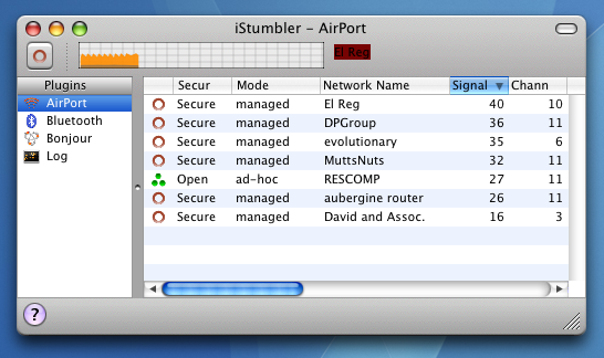 istumbler sniffs out nearby wireless network details