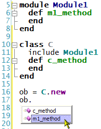 Illustrates Ruby in Steel Intellisense.