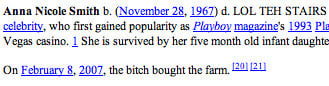 Anna Nicole Smith on Wikipedia