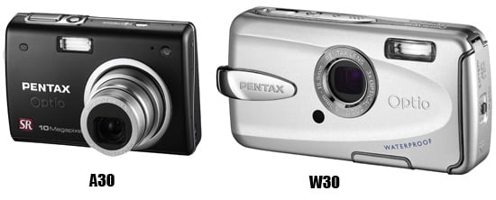 Pentax A30 and W30 compact digital cameras