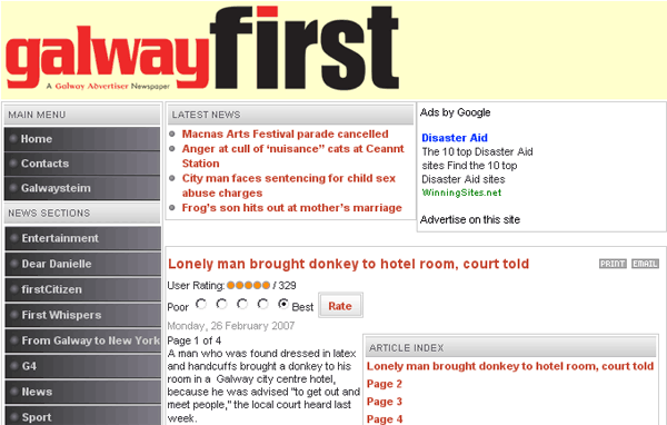 Galway First's report into the man caught in a hotel room with a donkey