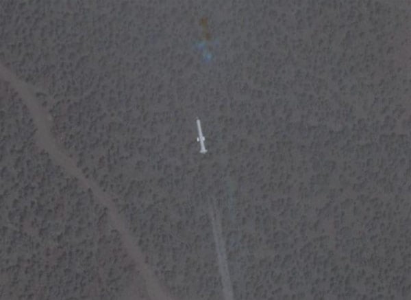 Cruise missile as captured on Google Earth