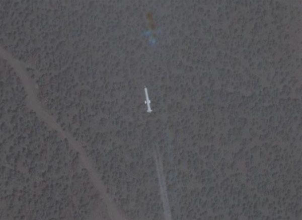 Cruise missile as captured on Google Earth