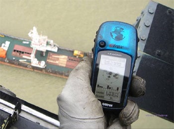 The GPS location of the merchant vessel
