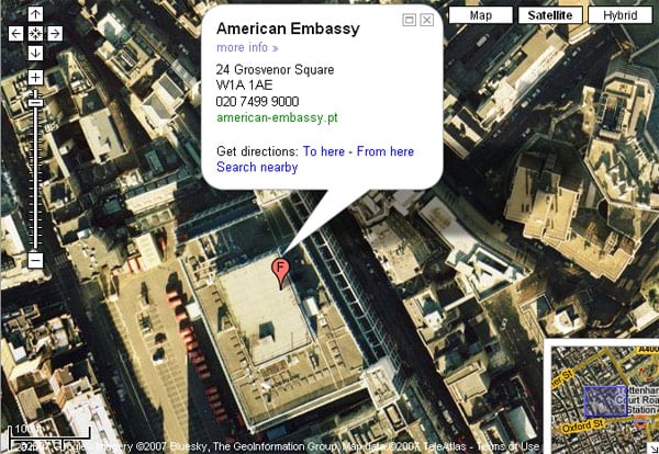 The US Embassy according to Google Maps - actually a Post Office