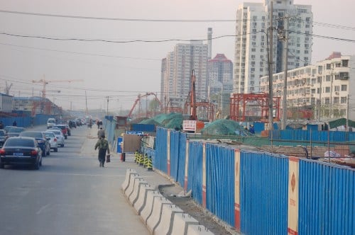 Shot of the streets under construction