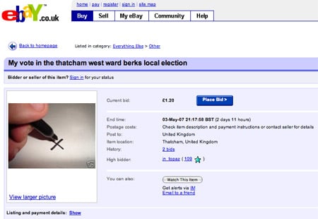 Vote for sale on eBay