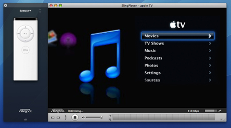 Sling Media's Slingplayer for Mac - connected to Apple TV