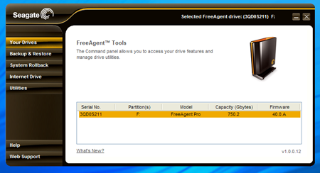 Seagate FreeAgent Tools utility