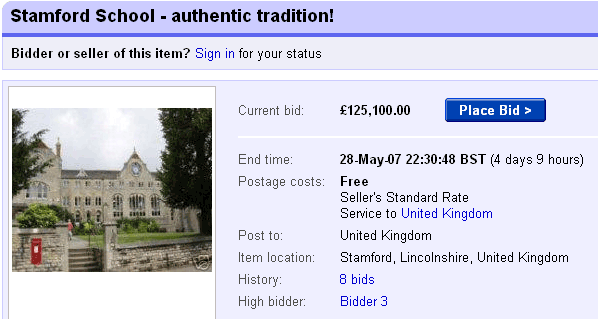 The Stamford School auction on eBay
