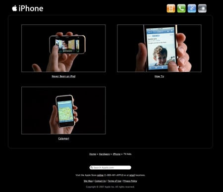 Apple iPhone webpage