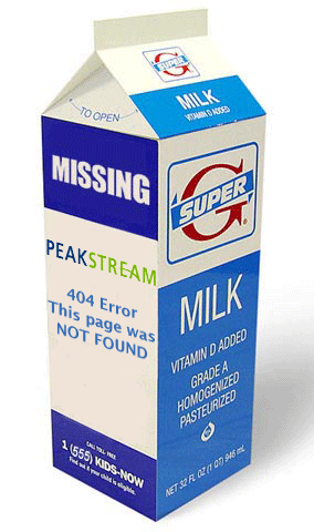 Shot of milk carton with PeakStream logo 