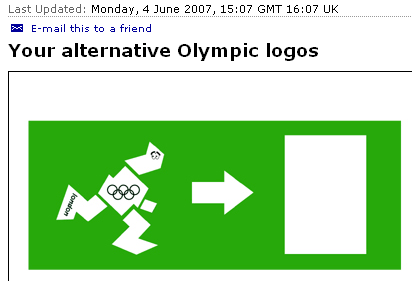 The Olympic logo shown as a running man exiting door on BBC