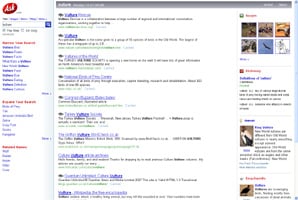 The new Ask.com results page, where all sorts of additional content is posted alongside core search results.