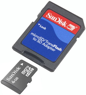 SanDisk 4GB Micro SD card plus adaptor