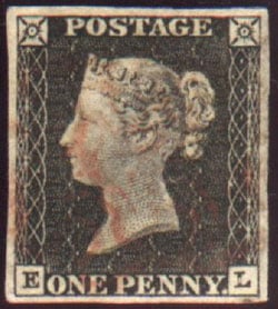 Penny black one penny stamp