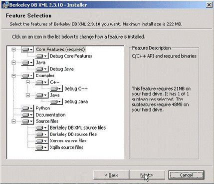 Berkeley DB XML Features.