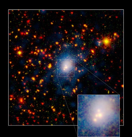 Four galaxies collide. Image Credit: NASA/JPL-Caltech/K. Rines (Harvard-Smithsonian CfA)