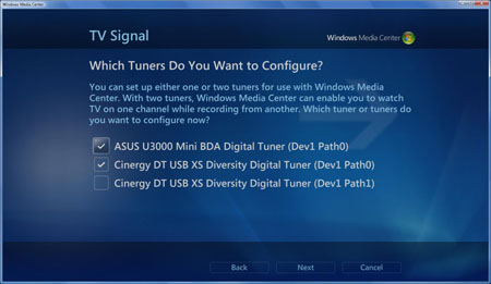 Windows Vista can use multiple TV tuners