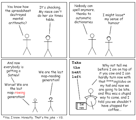 Four frame cartoon strip made using Use Case 'actors'