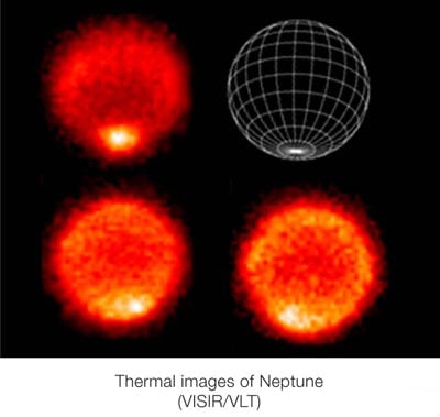 Thermal images of Neptune's hot south pole