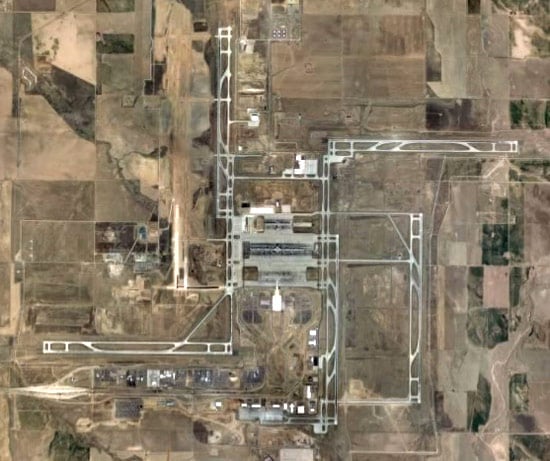 Denver International Airport on Google Earth - spooky swastika design