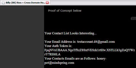 Screenshot of browser window displaying Gmail contact