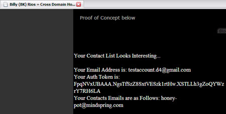 Screenshot of browser window displaying Gmail contact