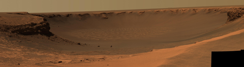 Victoria crater on Mars, as seen by NASA's rover Opportunity