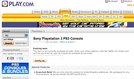 Play.com's 'new' PS3 entry