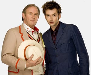 Peter Davison and David Tennant. Pic: BBC