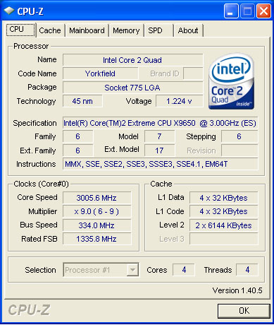 Core 2 Extreme CPU-Z