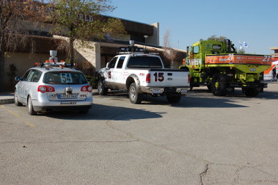 Three of the defeated vehicles in a row