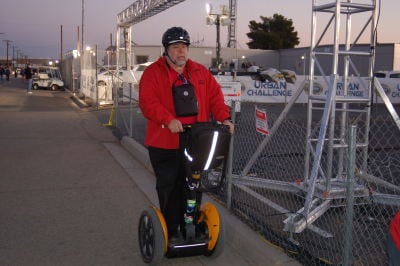 Shot of Apple co-founder Steve Wozniak on a Segway