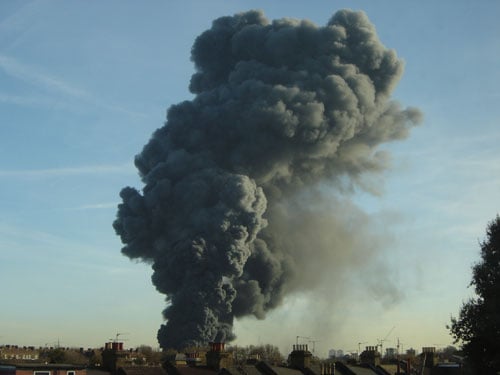 fire at London olympic site