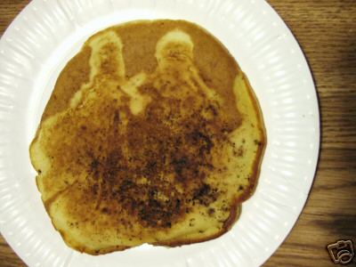 Pancake picturing Jesus and Mary?