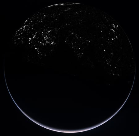 The Earth's night side, as seen by Rosetta. Credit: ESA