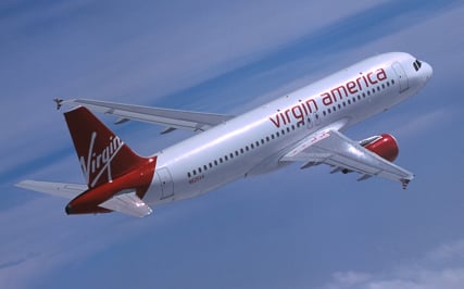 Virgin America plane in flight