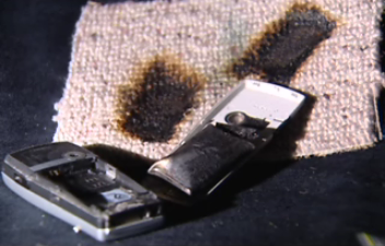 Norman Sievewright's burnt Nokia - image courtesy One News