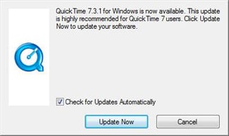 Screenshot of QuickTime update window