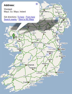westport map google town 3d turns irish shown maps location 2008