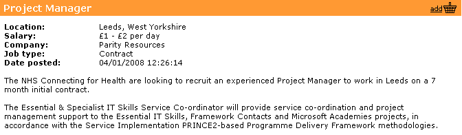 Project co-ordinator's post in Leeds for &pound;1-2 a day