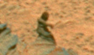 A close-up of the mystery figure