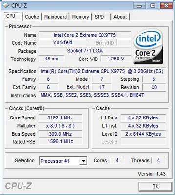 Intel Skulltrail - CPU-Z